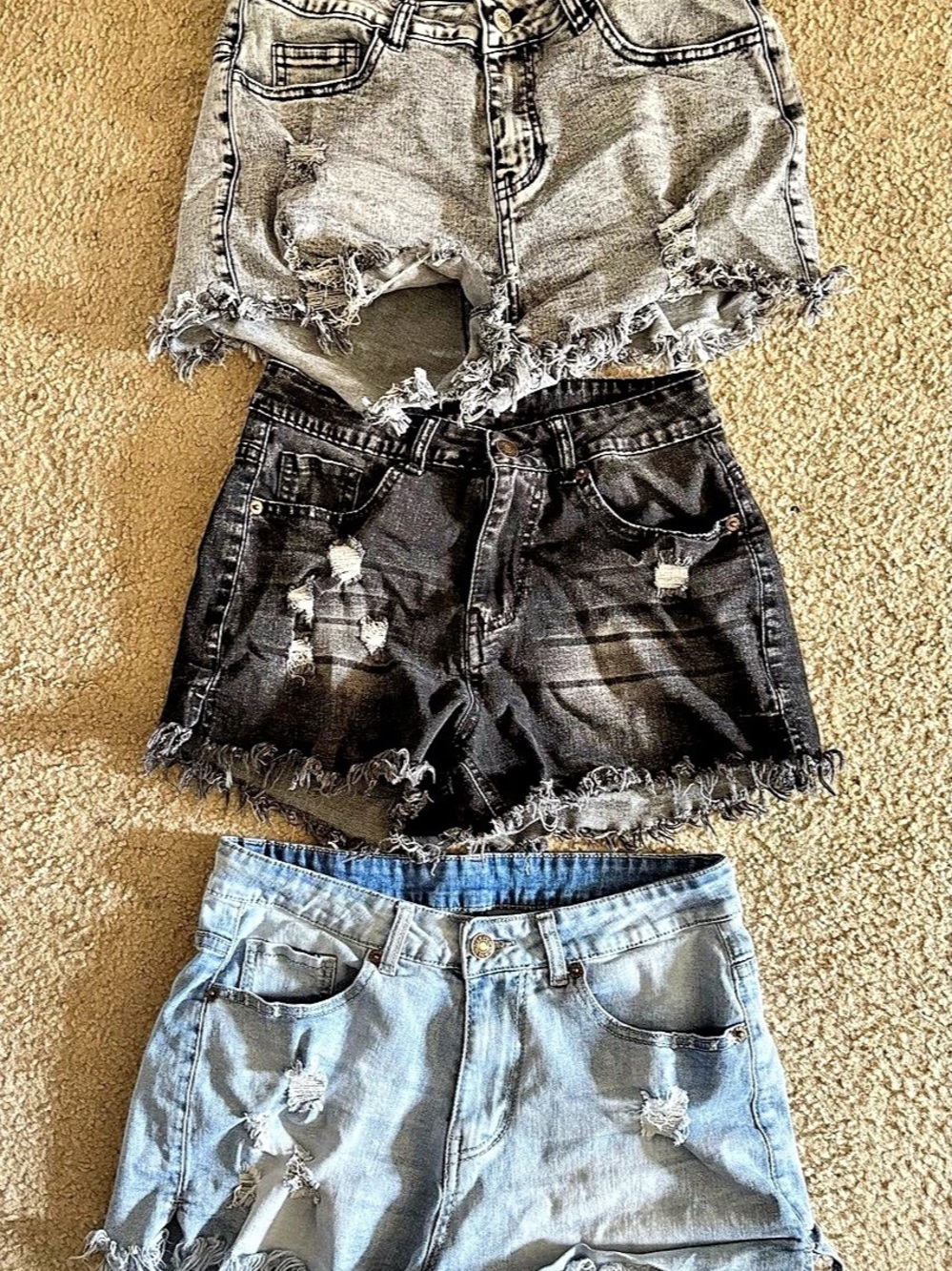 Distressed Jean Shorts 3-Piece Set